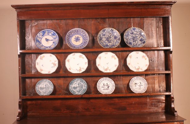 English Oak Dresser with Plate Rack, Early 18th Century-HPU-957377