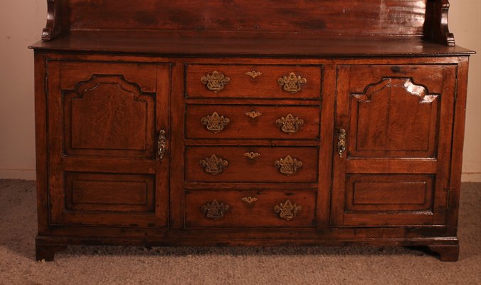 English Oak Dresser with Plate Rack, Early 18th Century-HPU-957377