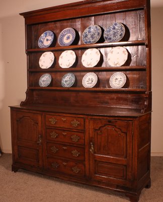 English Oak Dresser with Plate Rack, Early 18th Century-HPU-957377