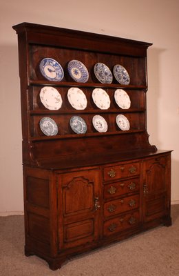 English Oak Dresser with Plate Rack, Early 18th Century-HPU-957377