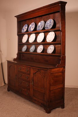 English Oak Dresser with Plate Rack, Early 18th Century-HPU-957377