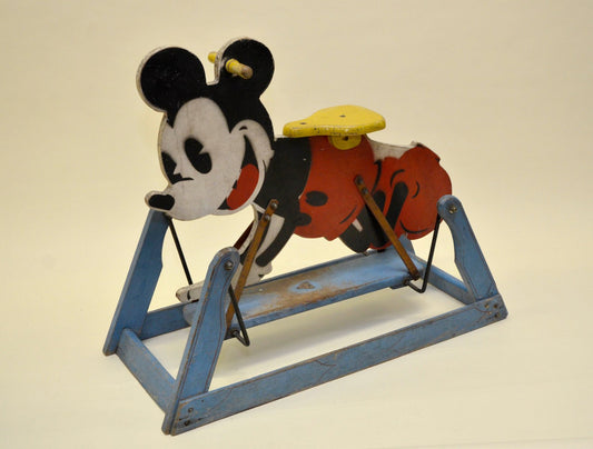 English Painted Wooden Tri-Ang Rocking Mickey Mouse Toy from Lines Bros Ltd, 1940s