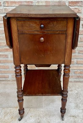 English Regency Walnut Table with Wings and Wheels, 1920s-NOU-1700631