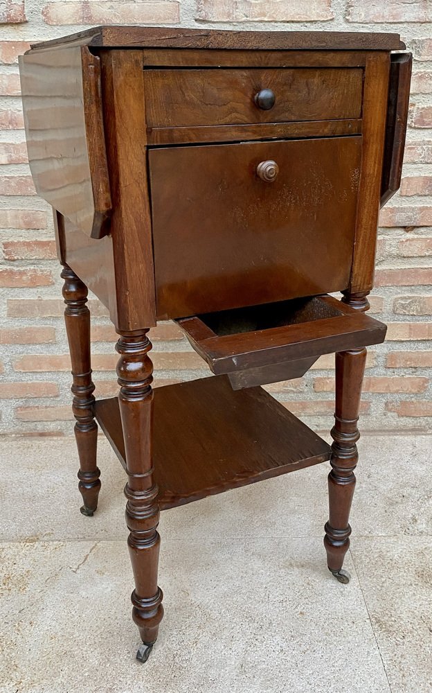 English Regency Walnut Table with Wings and Wheels, 1920s