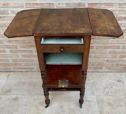 English Regency Walnut Table with Wings and Wheels, 1920s-NOU-1700631