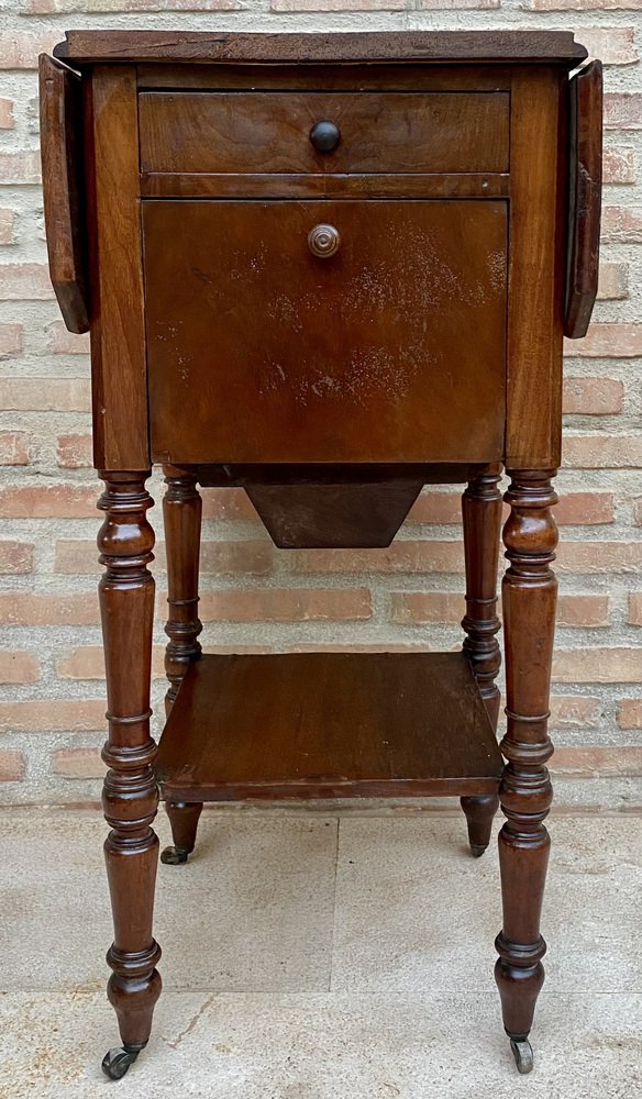 English Regency Walnut Table with Wings and Wheels, 1920s