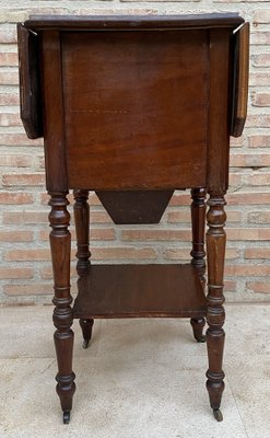 English Regency Walnut Table with Wings and Wheels, 1920s-NOU-1700631