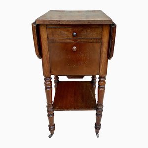 English Regency Walnut Table with Wings and Wheels, 1920s-NOU-1700631