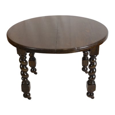 English Round Oak Extendable Table, 1880s-WFJ-1162070