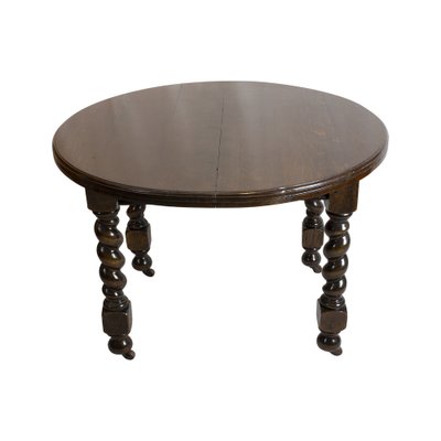 English Round Oak Extendable Table, 1880s-WFJ-1162070