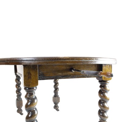 English Round Oak Extendable Table, 1880s-WFJ-1162070