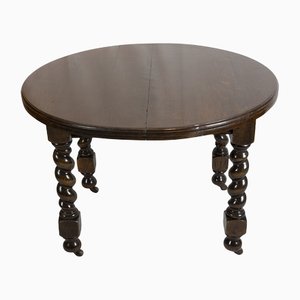 English Round Oak Extendable Table, 1880s-WFJ-1162070