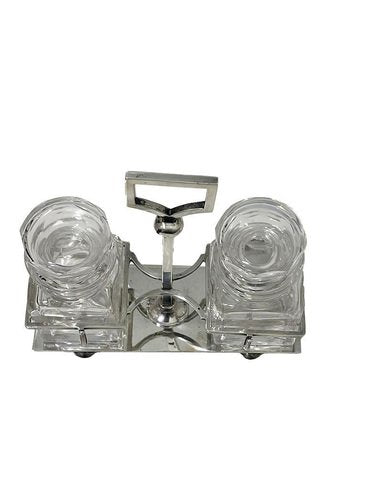 English Silver and Crystal Jam Holder attributed to William Hutton & Son Ltd, 1916