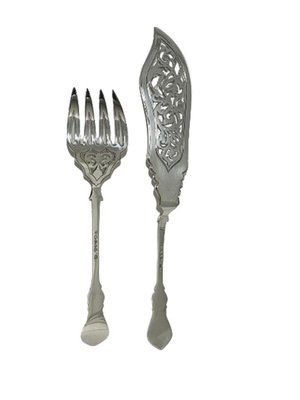 English Silver Fish Server Set by John James Whiting, 1856, Set of 2-UCH-1308889