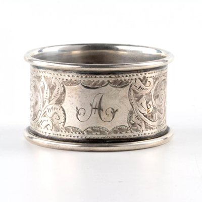 English Silver Napkin Rings Set with Original Case, Set of 7-WMV-1129298