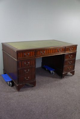 English Style Chesterfield Desk Inlaid with Green Leather-HPP-1770784