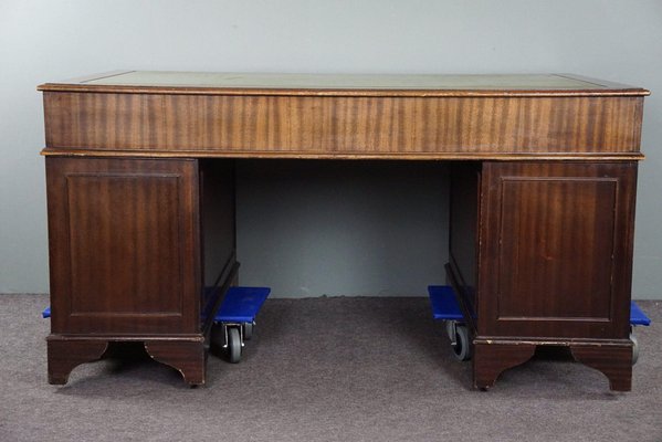 English Style Chesterfield Desk Inlaid with Green Leather-HPP-1770784