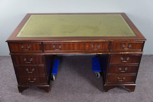 English Style Chesterfield Desk Inlaid with Green Leather-HPP-1770784