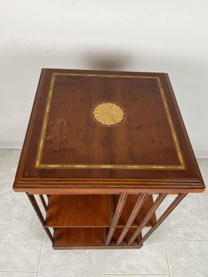 English Swivel Bookcase with Inlaid Plan, 1960s-YST-1801209