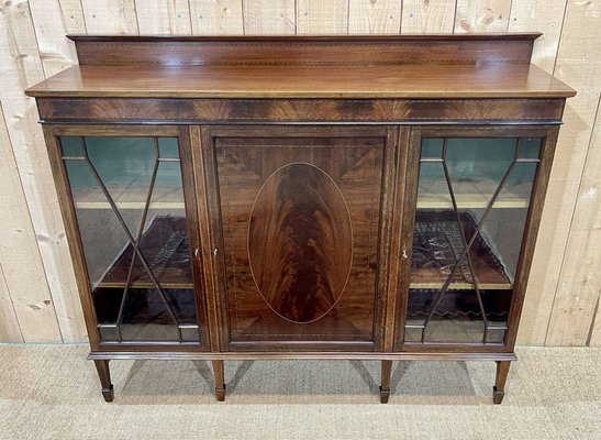 English Three-Door Mahogany Bookcase, 1950s-QYF-1720801