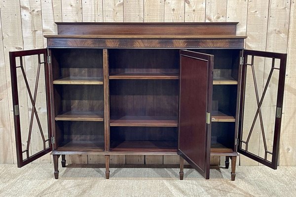 English Three-Door Mahogany Bookcase, 1950s-QYF-1720801