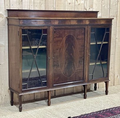 English Three-Door Mahogany Bookcase, 1950s-QYF-1720801