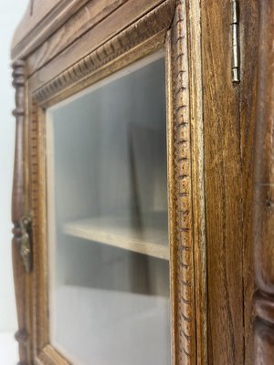 English Victorian Style Carved Elm Wood Wall Cabinet, 1900s-WZZ-1369504