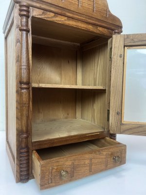 English Victorian Style Carved Elm Wood Wall Cabinet, 1900s-WZZ-1369504