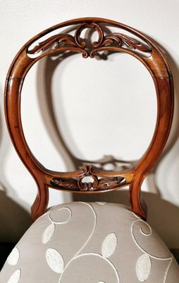 English Victorian Walnut Balloon Back Dining Chairs, Set of 2-QRS-875242