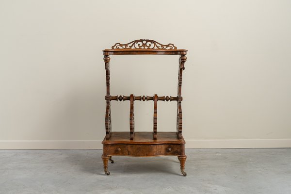 English Victorian Walnut Side Table, Canterbury, 1890s-UJE-2020649