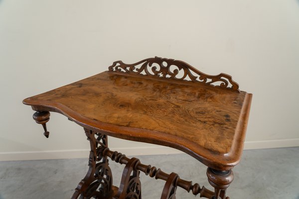 English Victorian Walnut Side Table, Canterbury, 1890s-UJE-2020649