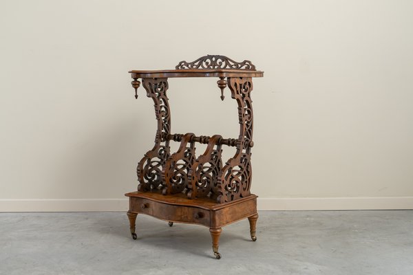 English Victorian Walnut Side Table, Canterbury, 1890s-UJE-2020649