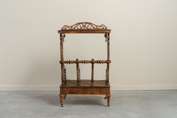 English Victorian Walnut Side Table, Canterbury, 1890s-UJE-2020649