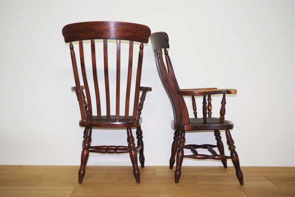 English Victorian Windsor Farm Chairs, Set of 4-KNM-1017082