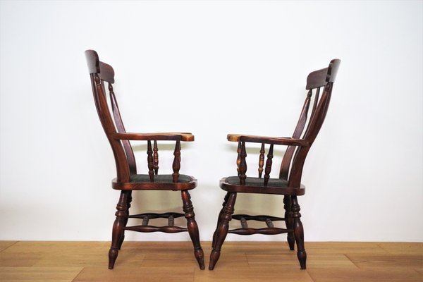 English Victorian Windsor Farm Chairs, Set of 4-KNM-1017082