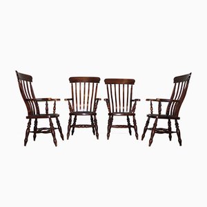 English Victorian Windsor Farm Chairs, Set of 4-KNM-1017082