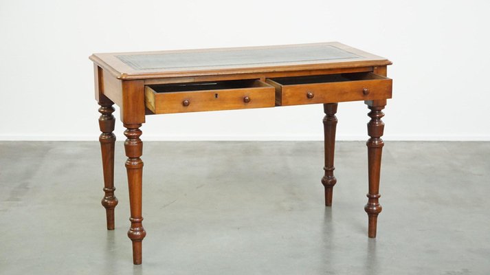 English Writing Hall Table with Leather Top-HPP-2035256