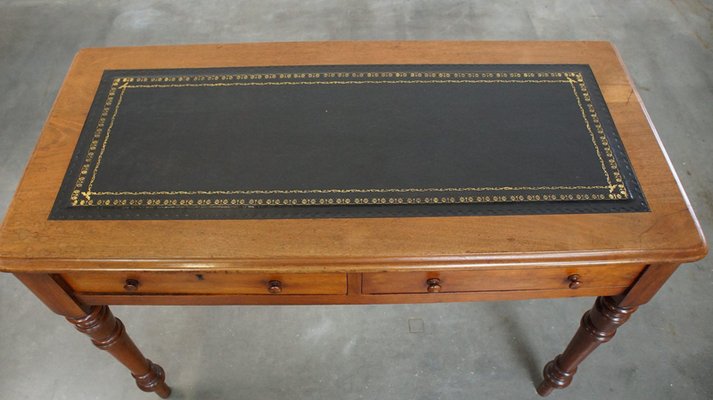 English Writing Hall Table with Leather Top-HPP-2035256