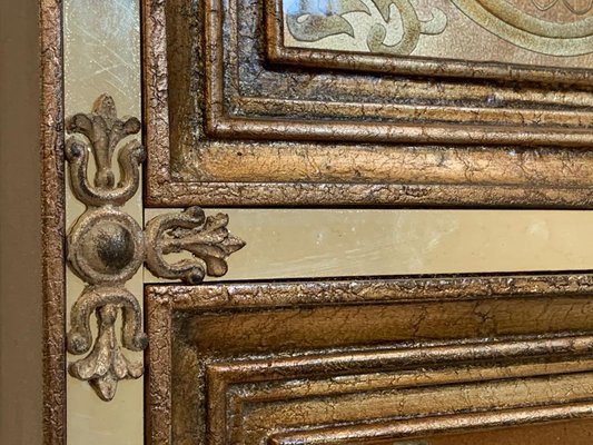 Engraved and Gilded Mirror Panel Wall Art in Lacquered Frame with Mirrored Insets-IJR-1394739