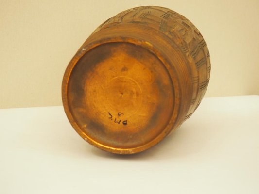 Engraved Ceramic Vase with Copper Effect from BMC, 1940s-TKR-782759