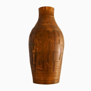 Engraved Ceramic Vase with Copper Effect from BMC, 1940s-TKR-782759