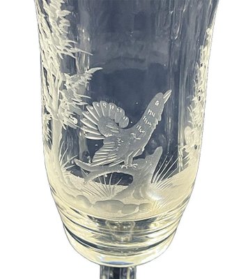 Engraved Drinking Glasses with a Landscape and Bird Scene, 1970s, Set of 7-UCH-1821653