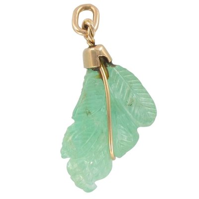 Engraved Emerald and 18 Karat Gold Pendant Charm, 1960s-OLU-896387