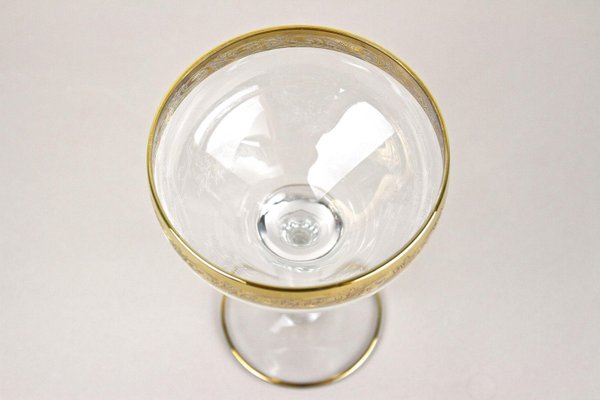 Engraved Murano Champagne Coupe Glasses with Gold Rim, 1940, Set of 6-TQA-2034397