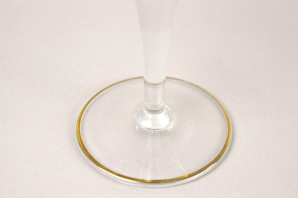 Engraved Murano Champagne Coupe Glasses with Gold Rim, 1940, Set of 6-TQA-2034397