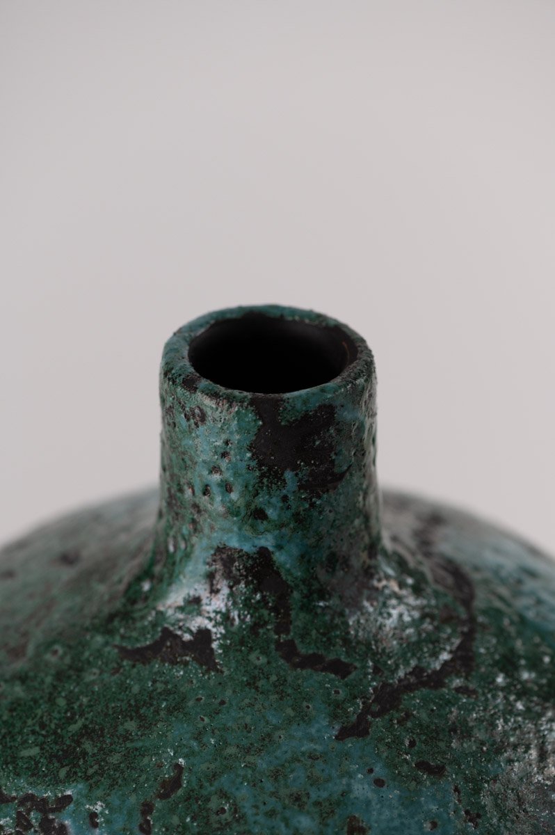 Engraved Vase with Green Texture by Alvino Bagni for Nuove Forme SRL