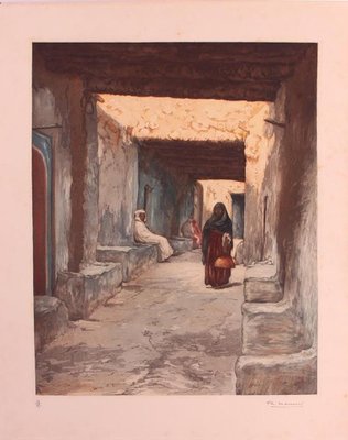 Engraving of Morocco Street Scene by Ch Manuel, 1920s-RIU-589457