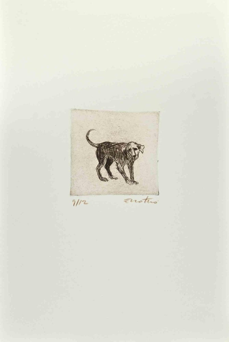 Enotrio Pugliese, Dog, Etching, 1963