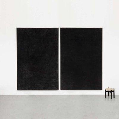 Enrico Dellatorre, Large Abstract Paintings, Charcoal on Linen, Set of 2-WM-1305842