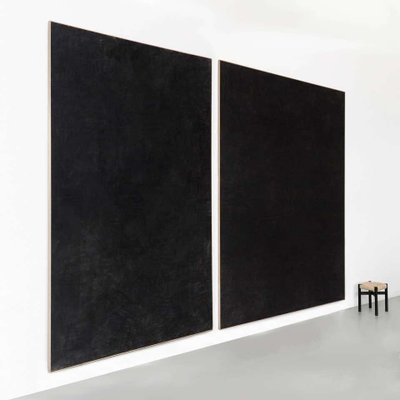 Enrico Dellatorre, Large Abstract Paintings, Charcoal on Linen, Set of 2-WM-1305842